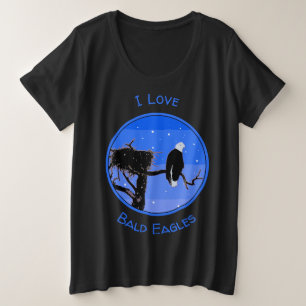 Camiseta Plus Size Águia Balda no inverno - Arte original sobre a vi