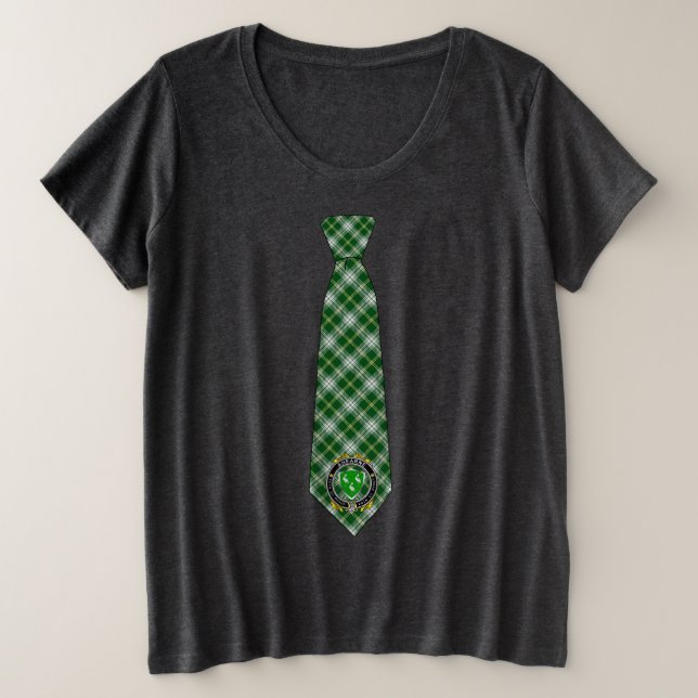 Camiseta Plus Size AHearne/Aherne Irish Tartan Necktie (Frente do Design)