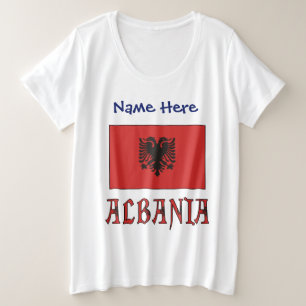 Camiseta Plus Size Albânia e Bandeira Albanesa Personalizada