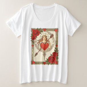 Camiseta Plus Size Alegoria do Amor Arte Novo Vintage Romance