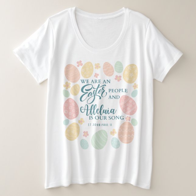Camiseta Plus Size Aleluia Ovos de Páscoa (Frente do Design)