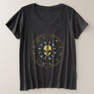 Camiseta Plus Size Alienígena Jeweled horóscopo do ouro do design