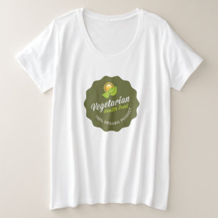 Camiseta Plus Size Alimento Saudável Vegetariano Sinal Verde 100% Org