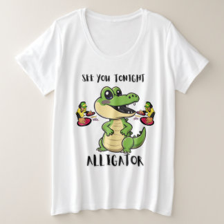 Camiseta Plus Size Alligador de Festas de Animais