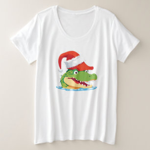 Camiseta Plus Size Alligator crocodilo Papais noeis de Natal