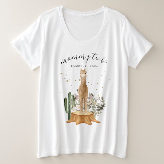 Camiseta Plus Size alpaca new mom dad Mommy to be (Frente do Design)