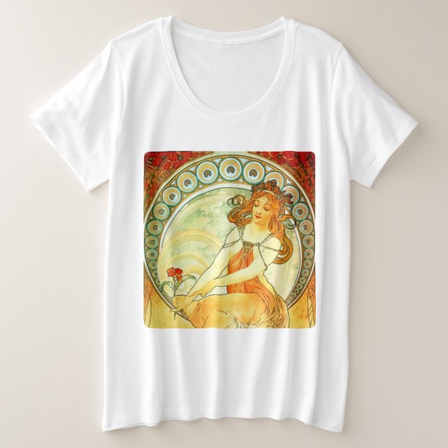 Camiseta Plus Size Alphonse Mucha (Frente do Design)