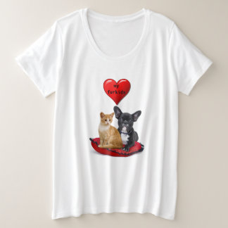 Camiseta Plus Size Ama Bulldog Francês e Cat Women's