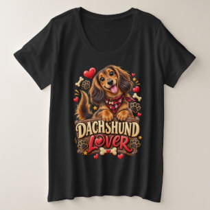 Camiseta Plus Size Amante engraçado de Dachshund Cachorro Salsicha Fo