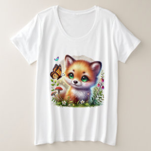 Camiseta Plus Size Amantes de borboletas de raposas