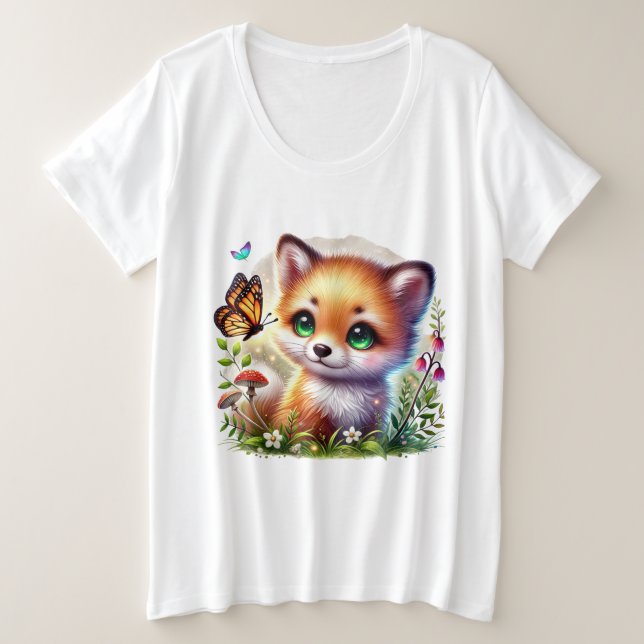 Camiseta Plus Size Amantes de borboletas de raposas (Frente do Design)
