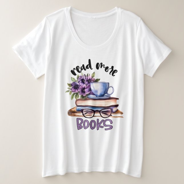 Camiseta Plus Size Amantes de livros de leitura bonitos (Frente do Design)