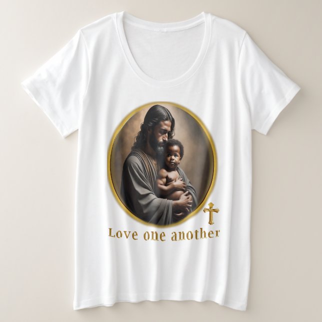 Camiseta Plus Size Amar um ao outro (Frente do Design)