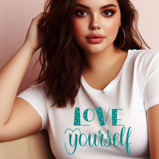 Camiseta Plus Size Ame-se Colorido, citação Mais T-Shirt