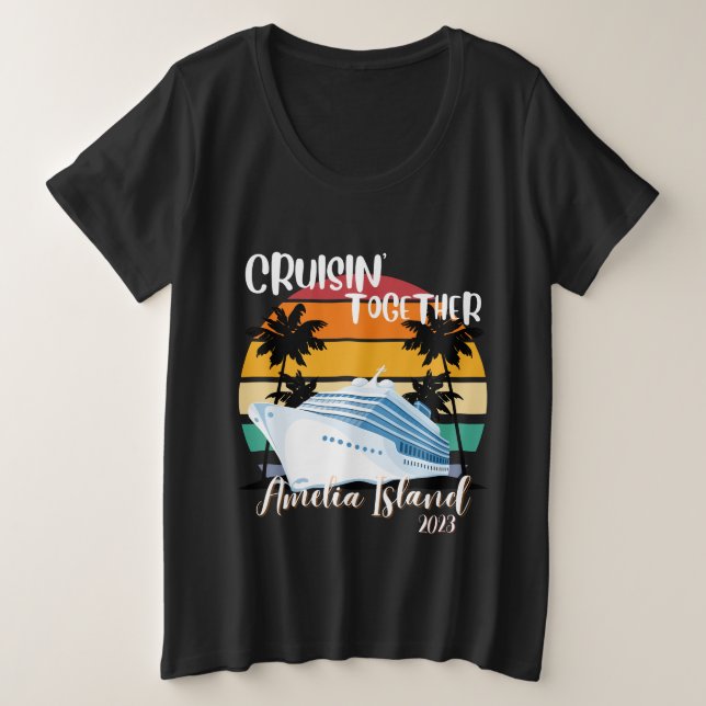 Camiseta Plus Size Amelia Island Cruise 2025 Family Group Viagem (Frente do Design)