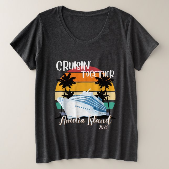 Camiseta Plus Size Amelia Island Cruise 2025 Family Group Viagem (Frente do Design)