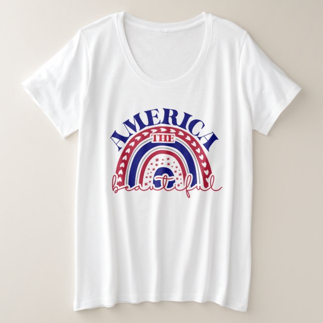 Camiseta Plus Size América belo arco-íris (Frente do Design)
