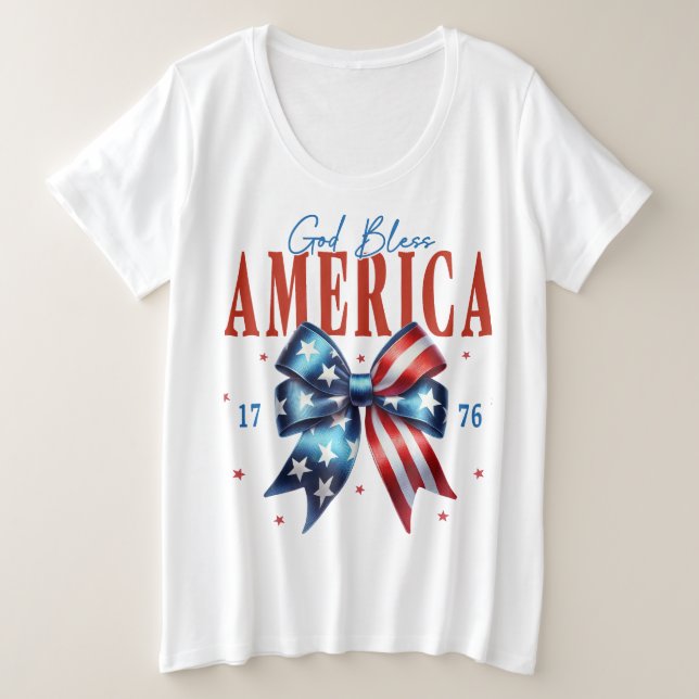 Camiseta Plus Size América deus abençoe 1776 (Frente do Design)