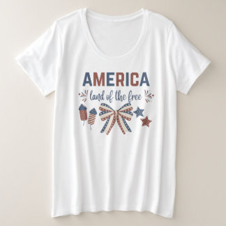 Camiseta Plus Size América - Terra do Tee da Mulher Livre