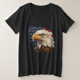 Camiseta Plus Size American Flag Bald Eagle