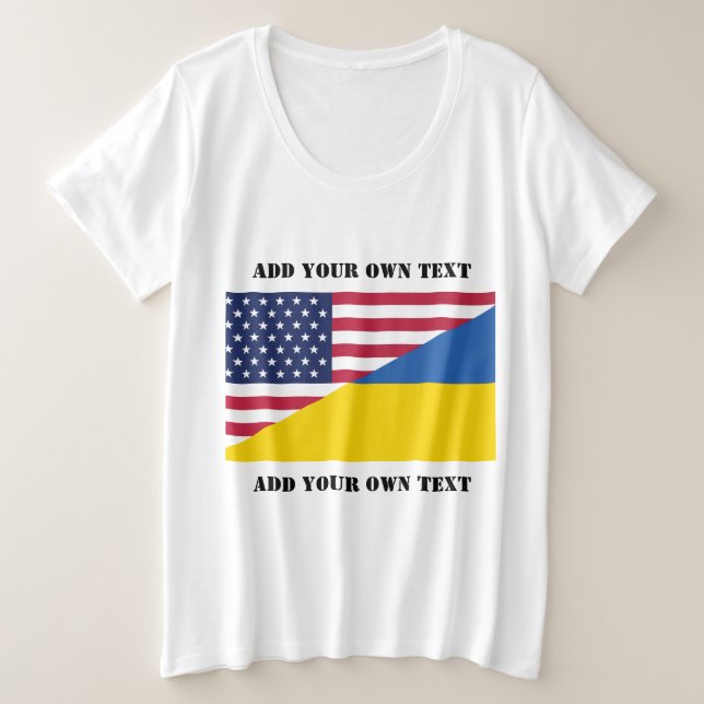 Camiseta Plus Size American support towards Ukraine Throw Pillow (Frente do Design)