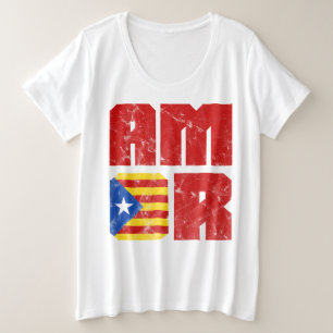Camiseta Plus Size Amor Catalão, Catalonia Estelada Flag