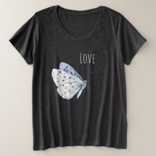 Camiseta Plus Size Amor da Borboleta Branca Roxa