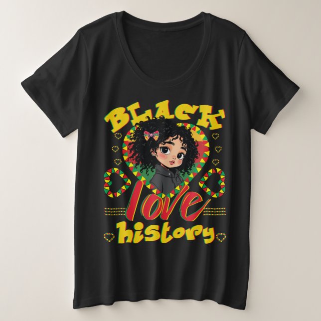 Camiseta Plus Size Amor da História Negra (Frente do Design)