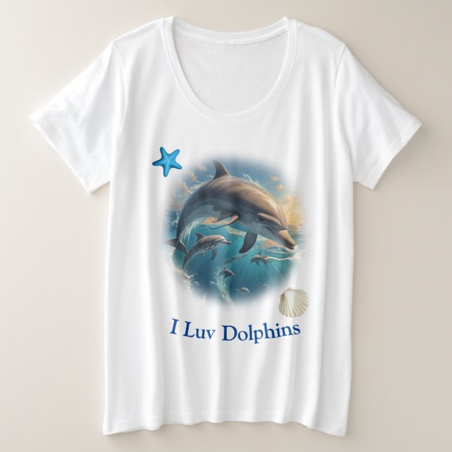 Camiseta Plus Size Amor de Golfinho (Frente do Design)