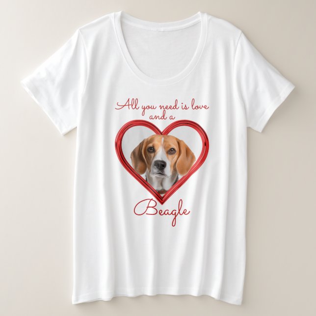 Camiseta Plus Size Amor e Beagle (Frente do Design)