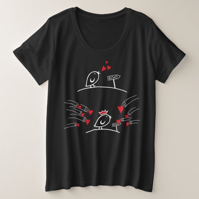 Camiseta Plus Size AMOR ECHO - Cômica Birds Tweetlercools 2 (Frente do Design)