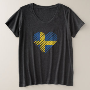 Camiseta Plus Size Amor Suecia Coração Sverige Raízes Suecas