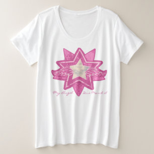 Camiseta Plus Size Angel star adicione baby scan maternity rosa t