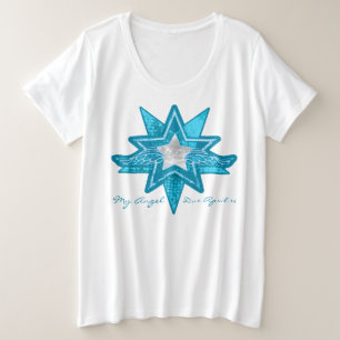 Camiseta Plus Size Angel star adicione bebê scan maternidade azul e b
