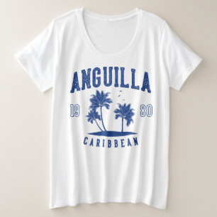 Camiseta Plus Size Anguilla Palmeira Caribenha 1980
