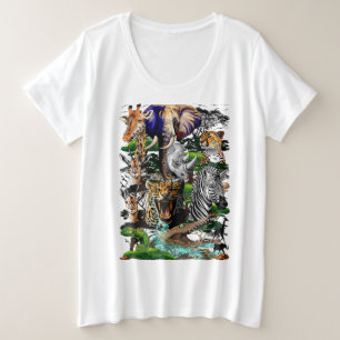 Camiseta Plus Size Animais Selvagens da savana africana