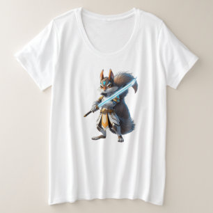 Camiseta Plus Size Anime Samurai Squirrel Warrior