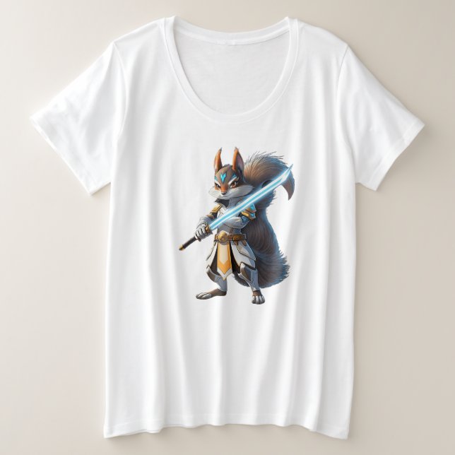 Camiseta Plus Size Anime Samurai Squirrel Warrior (Frente do Design)