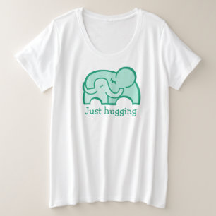 Camiseta Plus Size Apenas abraçando a t-shirt verde do elefante abraç