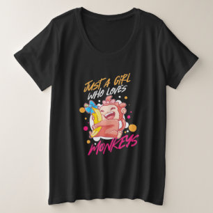 Camiseta Plus Size Apenas Uma Menina Que Ama Macacos
