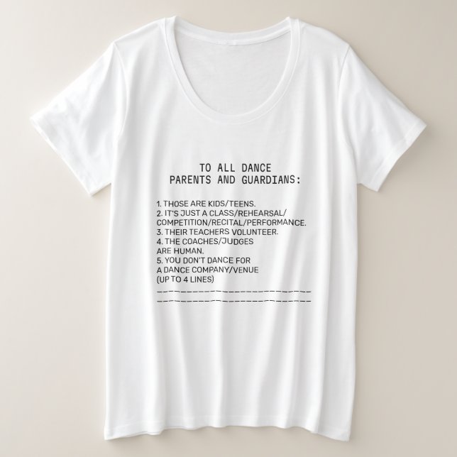 Camiseta Plus Size Apple do Lembrete do Pai da Dança (Frente do Design)
