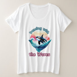 Camiseta Plus Size Aqua Leap: Orca Feliz em Movimento