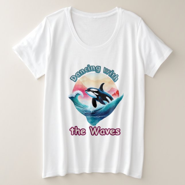 Camiseta Plus Size Aqua Leap: Orca Feliz em Movimento (Frente do Design)