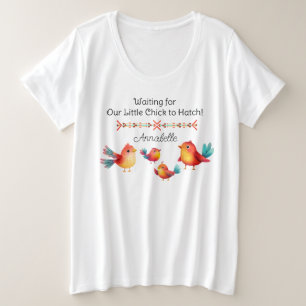 Camiseta Plus Size Aquarela de Chá de fraldas de pássaros