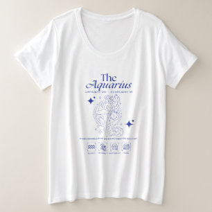 Camiseta Plus Size Aquário Zodíaco Originalidade Astrologia Arte Line