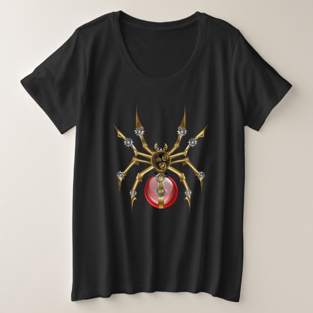 Camiseta Plus Size Aranha-do-galo em preto (Frente do Design)