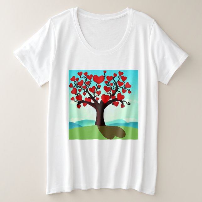 Camiseta Plus Size Arbre d’amour - Valentine’s day (Frente do Design)