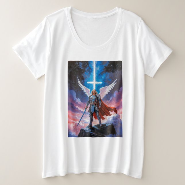 Camiseta Plus Size Arcanjo Miguel (Frente do Design)