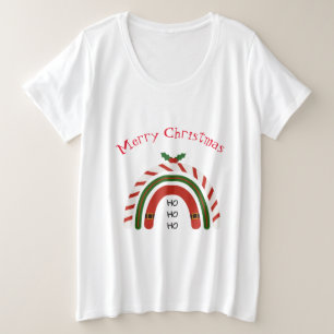 Camiseta Plus Size Arco-Íris de Natal Deixe nevar