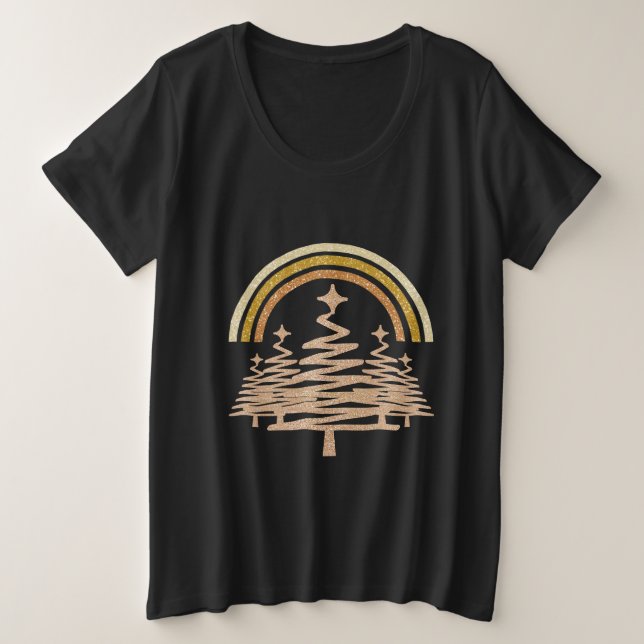 Camiseta Plus Size Arco-Íris Festivo Dourado Estimulando Árvores-Alvo (Frente do Design)